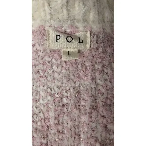 POL Argyle Fuzzy Cardigan Cozy Boutique Soft Girl Sweater Large - Picture 6 of 8
